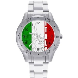 Romeinse Colosseum Italiaanse Vlag Mannen Zakelijke Horloges Legering Analoge Quartz Horloge Mode Horloges