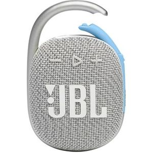 JBL Clip 4 Eco - Draagbare Bluetooth-luidspreker in wit - Draadloze speaker met karabijnhaak, water- en stofbestendig met 10 uur batterijduur