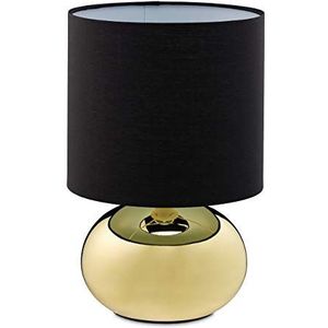 Relaxdays tafellamp touch, dimbaar, moderne nachtlamp met 3 standen), tafellamp met snoer, 28x18 cm, goud