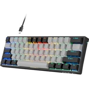 QPSJXN F3261 60% RGB Mechanical Gaming Keyboard Hotswap toetsenbord met aanpasbare software tablets (zwart-grijs)