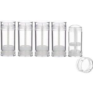 Imirootree 5 Stks 1 oz (30ml) Twist-up Deodorant Buizen Clear Lege Hervulbare Ronde Vorm Bodem Vulling Stok Deodorant Flessen Container Lippenbalsem Buizen voor DIY Reizen, Transparant, 30ml