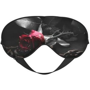 Gothic zwarte rozen afdrukken zacht oogmasker, dubbelzijdige zachte oogbedekking voor slaap, reizen, yoga, verstelbare riem, blokkeert licht