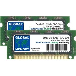 64MB (2 x 32MB) 60ns 72-PIN EDO SODIMM GEHEUGEN RAM KIT VOOR LAPTOPS/NOTITIEBOEKJE