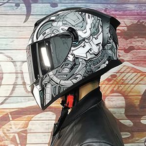 Motorhelm, Motorrijder Integraalhelm Motorfiets Scooter Heren Dames Crash Sport Racen Touring ECE Goedgekeurde Helm F,M=57-58CM(B,L=5960CM)