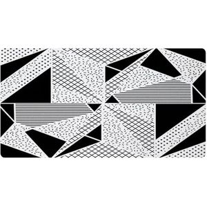 VAPOKF Abstracte zwart-witte stippen grometrische driehoek keukenmat, antislip wasbaar vloertapijt, absorberende keukenmatten loper tapijten voor keuken, hal, wasruimte