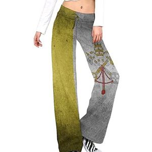 Retro Vaticaanstad Vlag Yoga Broek Voor Vrouwen Casual Broek Lounge Broek Trainingspak met Trekkoord S