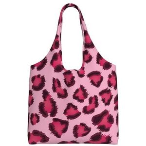 BEEOFICEPENG Schoudertas, Grote Canvas Tote Bag Tote Purse Casual Handtas Herbruikbare Boodschappentassen, Roze Zebra Print, zoals afgebeeld, Eén maat