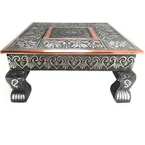 eRadius 12""x12"" Geoxideerde Koper Lage Tafel Bajot Bajath Hindu Pooja Tafel Indiase Chowki