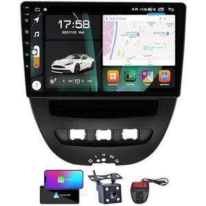 Android 13 Dual Din Car Stereo voor Peugeot 107/Toyota Aygo 2005-2014 met 9 inch Touchscreen Media Player met Carplay Android Auto Bluetooth 4G WiFi GPS FM/RDS SWC + achtercamera(NF-6)