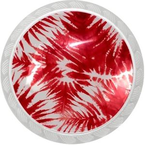 lcndlsoe Elegante en veelzijdige ronde kastknop, set van 4, voor kasten, ijdelheden en kasten, rode tie-dye