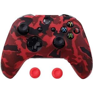 Siliconen Beschermende Skin Cover Zachte Case Met Duim Grip Joystick Caps voor Xbox One X Xbox One S Controller Water Transfer Printing Camouflage Vervanging (A)