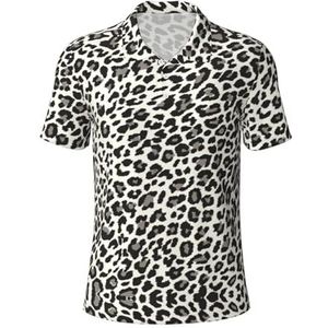 DKGOHLP Zwarte Luipaardprint Print Mannen Poloshirts Korte Mouw Vochtafvoerende T-shirts Golf Casual Atletisch Gebruik, Zwart, 4XL