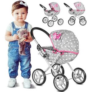 Kinderplay Baby Doll Poppenwagen, Kinderspeelgoed Kinderwagen voor Poppen - moderne poppenwagen, speelgoed pop accessoires poppenkinderwagen, hoogte 54 cm, gondola, KP0260S