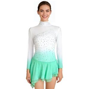 Kunstschaatsjurken Met Sprankelende Diamanten Dansjurken Met Lange Mouwen For Meisjes Teamuniform(4XL)