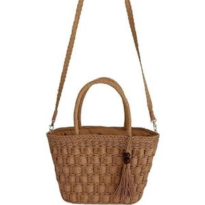 NUONUO Strotas voor dames, strotassen, handgeweven schoudertassen voor de zomer, strand, multifunctionele vintage tas voor bruiloft, vakantie, vrouwen en meisjes, strotas voor dames, miberg, Eén maat