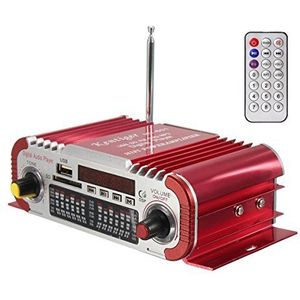 DollaTek 2 kanalen Hi-Fi Mini Digital Motorcycle Auto Car Stereo Power Amplifier Sound Mode Audio Music Player Support USB/FM/SD voor Car Motorcycle Car Auto CD DVD DC 12V Input - Rood