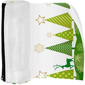 Potlood Case Pen Tas Houder met Rits Coin Organizer Tassen Make-up Cosmetische Pouch voor Vrouwen Tiener Meisjes Jongens Kinderen, Kerst Winter Bos Boom Groene Achtergrond met Rendier