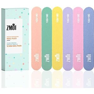 ZMOI Professionele mini-nagelvijl - 12 stuks (verpakking van 2) Stijlvolle praktische vingernagelvijl voor natuurlijke en acryl nagels 100/180 Emery Boards (Macaron Color)