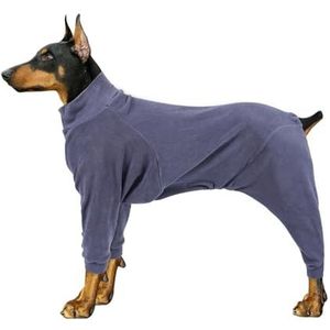 Huisdier Winter Strakke Warme Vierpotige Katoen Gevoerde Kleding Hond Hoge Stretch Pyjama Coltrui Trui Shirt Comfortabel Vest (Color : Gray, Size : 3XL)