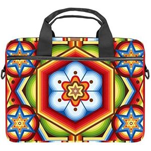 Kleurrijke Huichol Patroon Laptop Schouder Messenger Bag Crossbody Aktetas Messenger Sleeve voor 13 13.3 14.5 Inch Laptop Tablet Beschermen Tote Bag Case, Meerkleurig, 11x14.5x1.2in /28x36.8x3 cm