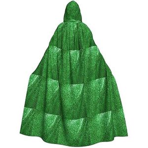 NEZIH Groene Pailletten Sparkle Volledige Lengte Carnaval Cape Met Hood, Unisex Cosplay Kostuums Mantel Voor Volwassenen 190cm