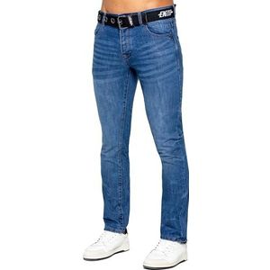 ﻿989Zé ENZO Herenbroek Regular Fit Werkbroek Jeans Met Riem EZ384 BLAUW 34W / 32L