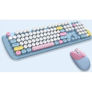 QPSJXN MOFII 2,4 GHz draadloos toetsenbord en muis combinatie voor multi-apparaten met laptop -notebook en pc (blauw)