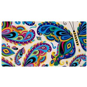 VAPOKF Kleurrijke vlinder insect patroon keuken mat, antislip wasbaar vloertapijt, absorberende keuken matten loper tapijten voor keuken, hal, wasruimte