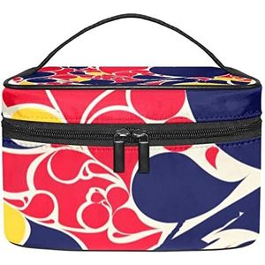 Oosterse stijl kunst tekening make-up organizer tas, reizen make-up tas organizer case draagbare cosmetische tas voor vrouwen en meisjes toiletartikelen, Meerkleurig, 22.5x15x13.8cm/8.9x5.9x5.4in