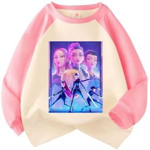 MAOXITCATY Meisjestrui met ronde hals en lange mouwen, kleurvlakken, charmante lente- en herfstmode voor meisjes,Style 4,130cm