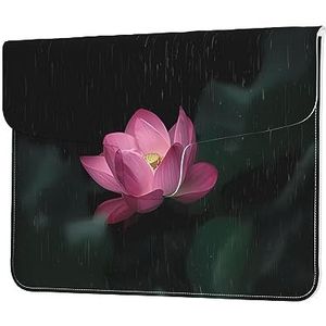 Lotus Bloem Print Lederen Laptop Sleeve Case Waterdichte Computer Cover Tas voor Vrouwen Mannen