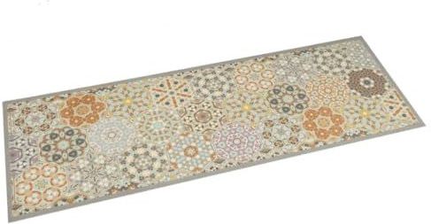 vidaXL Keukenmat wasbaar zeshoekpastelprint 60x180 cm fluweel, keukentapijt, vloerkleed, tapijtje, kleed, tapijt, kleedje, matje, loper, keukenmatje