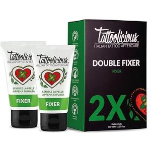 Tattoolicious DOUBLE FIXER - Soothing Cream for brand new tattoo, with Organic Active Ingredients with soothing and calming properties, 150 ml - 5.28 UK fl. oz. Double Pack (2 tubes of 75 ml)