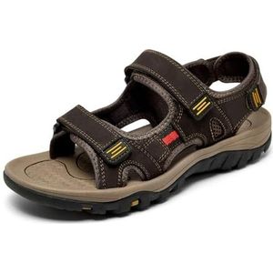 Mode Mannen Ademend Backpacken Wandelsandalen, Klassiekers Open Toe Sandalen, Grote Maat Outdoor Sport Strandschoenen, Bruin, 45 EU