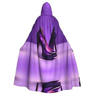 OdDdot Elegante paarse hoge hakken met lippenstiftprint, carnavalskostuum, voor volwassenen, met capuchon, heksenkostuum voor dames en heren, cosplay-kostuums