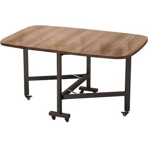 Klaptafel/eettafel, rechthoekige tafel for huishoudelijk gebruik, verplaatsbaar op wielen, tafel for 4-6 personen (Color : E, Size : 120x80cm)