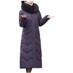 Pegsmio Dames Winter Parka X-Long Down Katoenen Jas Dikker Hooded Bovenkleding Middelbare Leeftijd Jassen, Paars, 4XL