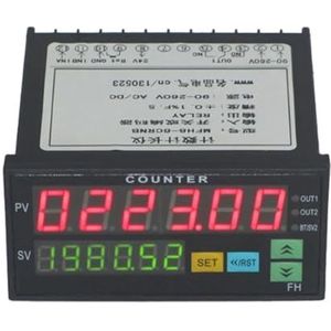 Digitale teller met twee displays, 6-cijferige diode-AC/DC-lengtemeter, zwart
