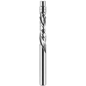 SpeTool Afschuiningsfrees 6 mm Schacht Kopieerfrees voor Bovenfrees Op & Neer Compressie Hardmetalen Spiraalfrees Snijbreedte 28 mm Spiraalgroef met dubbel kogellager Onderzijde voor Houtbewerking