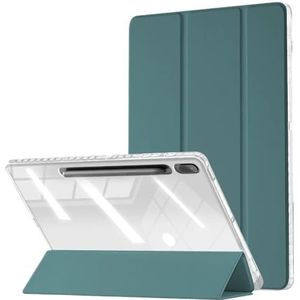 Tri-fold Stand Tablet Case Geschikt for Samsung Galaxy Tab S6 Lite 10.4 inch Tab S7 Plus S7 FE S8 Plus 12.4 inch Case(Dark green,Tab S6 Lite 10.4inch)
