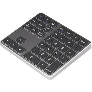 2.4Ghz draadloos Bluetooth numeriek toetsenbord K35 Numeriek toetsenbord USB C oplaadbaar Numpad geschikt for IOS Android Windows digitaal toetsenbord(Silver)