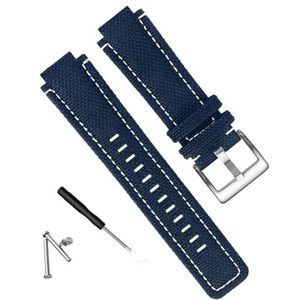 dayeer Mannen Canvas Horlogeband Geschikt Voor Timex Tij Kompas T2N720 T2N721 T2N739 Nylon Horlogeband Vervanging Accessoires (Color : Blue White Silver, Size : 24-16mm)