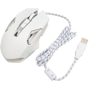 USB-gamingmuis, programmeerbare achtergrondverlichtingsmodi, software ondersteunt doe-het-zelf sneltoetsen, stille verstelbare 7200 DPI Plug and Play RGB-gamingmuis voor pc (wit)