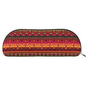 IguaTu Mexicaanse folk art boho lederen etui - make-uptas met gladde ritssluiting - muntentas - organizer voor kantoorbenodigdheden, Zilver, Eén maat, Schooltas