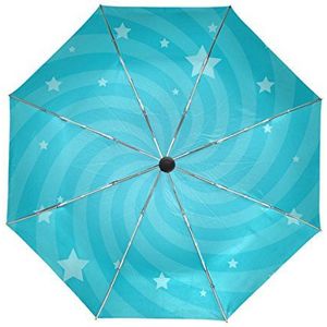 Mijn Dagelijks Blauwe Spiraal Strepen Met Sterren Reizen Paraplu Auto Open Sluiten UV-bescherming Winddicht Lichtgewicht Paraplu, multi, One Size