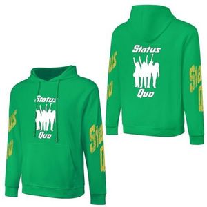 LSMCCOTP Sta-tus Logo Qu-o Katoenen Hoodie Pullover Heren Lange Mouw Sweatshirt Met Zak Voor Mannen Zachte Zwarte Hoody Basic Casual Fans Merch 3XL, Medium Groen-stijl, 3XL
