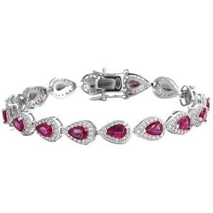 Cultiveren diamant peervormige steen robijn armband vrouwelijk 925 zilver vol diamanten nis eenvoudig licht luxe voortreffelijk Valentijnsdag geschenk (Color : 20cm)