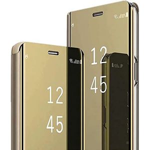 BoerHang Beschermhoesje voor de Samsung Galaxy A04, Smart Clear View, transparante hoes, 360 ° transparante bescherming (goud)