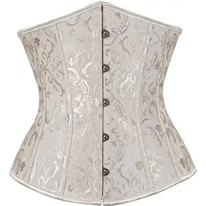 CHAOEN Dames onderbuste korset plus size vetersluiting met knopen piraat zwarte taille shaping bustier korset top shaper voor bruiloft feest S-6XL, 02-Beige, L