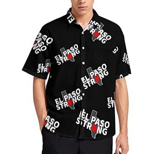 El Paso Hawaiiaans shirt met sterk hart voor heren, zomer, strand, casual, korte mouwen, button-down shirts met zak